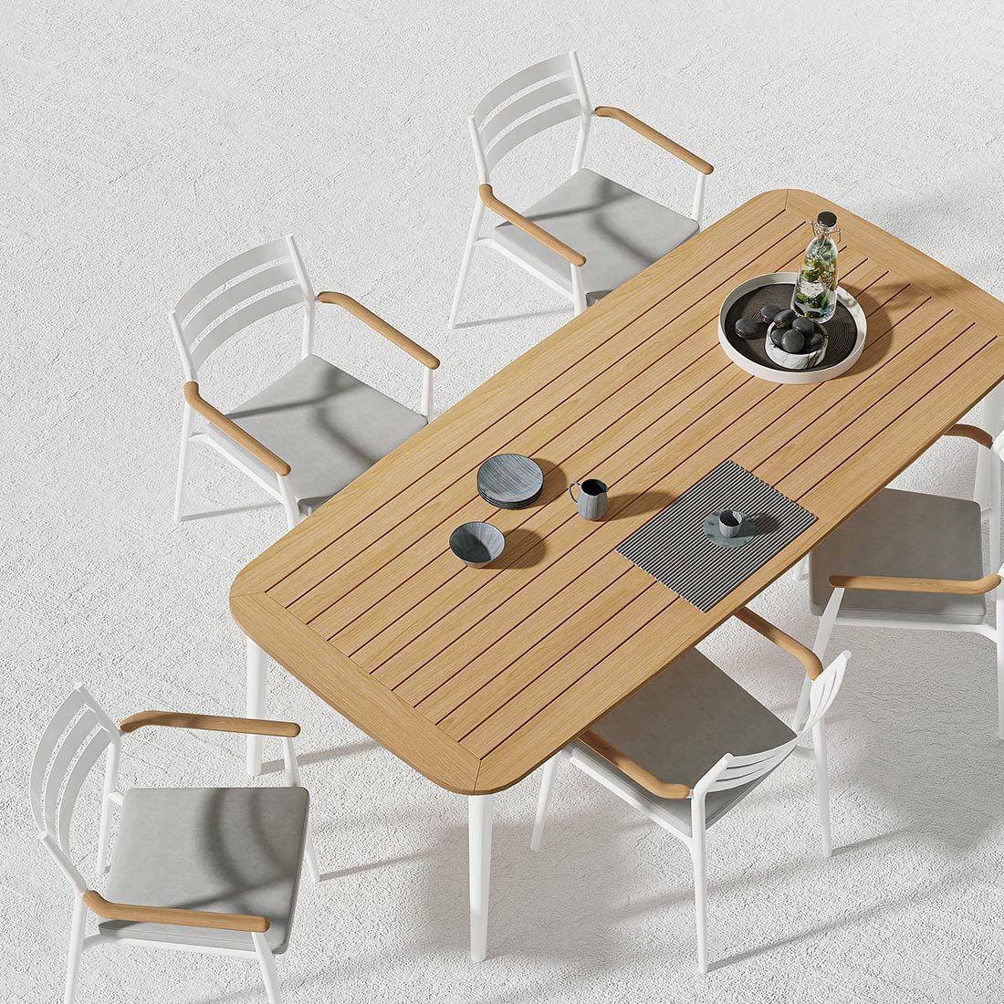 Solpuri Pia Stapelsessel Aluminium/Teak inkl. Kissen