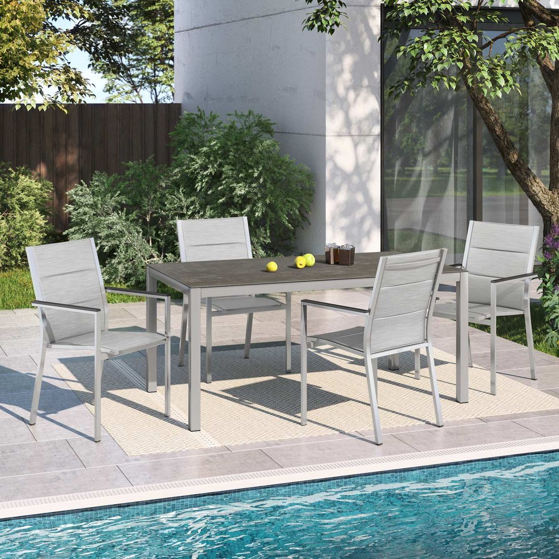 Stern Cardiff Gartenmöbel-Set 5-tlg. Tisch 160x90cm