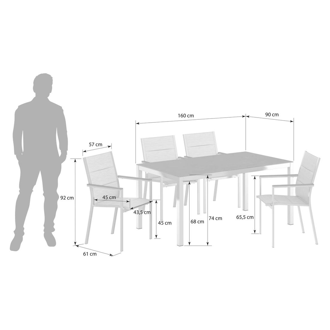 Stern Cardiff Gartenmöbel-Set 5-tlg. mit OUTLIV. Tisch 160x90cm