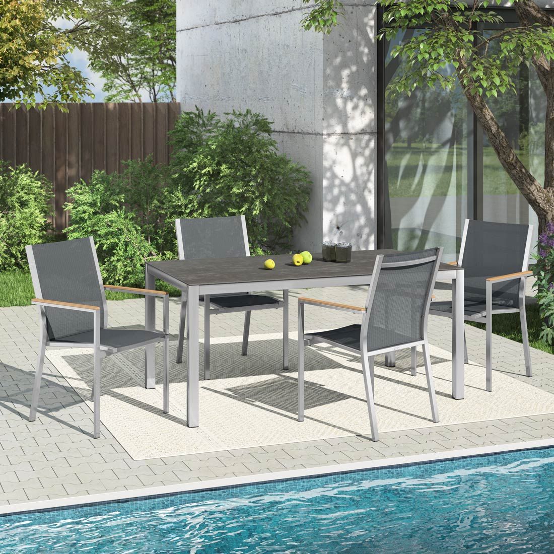 Stern Cardiff Gartenmöbel-Set M (4 Plätze) mit OUTLIV. Tisch 160x90cm