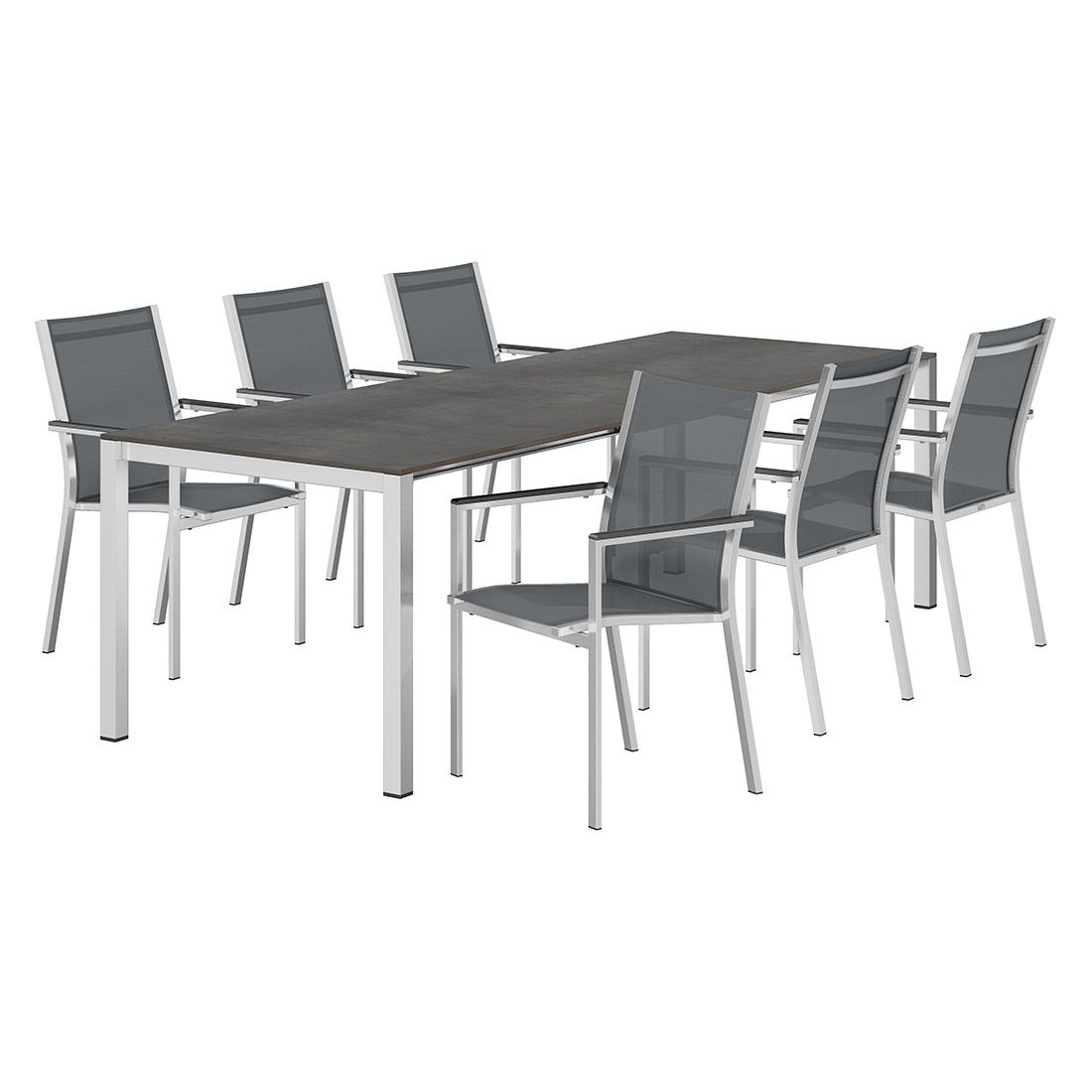 Stern Cardiff Gartenmöbel-Set 7-tlg. mit OUTLIV. Tisch 160/217/267x91cm
