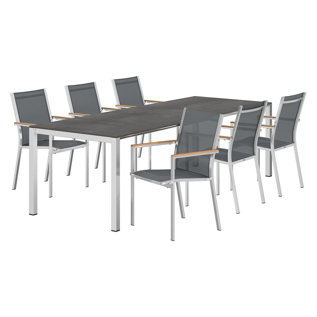 Stern Cardiff Gartenmöbel-Set 7-tlg. mit OUTLIV. Tisch 160/217/267x91cm