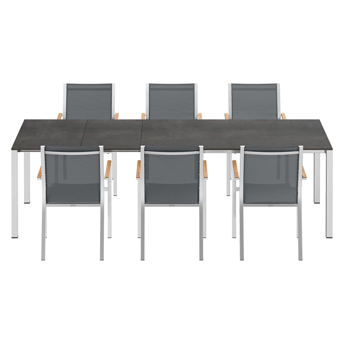 Stern Cardiff Gartenmöbel-Set 7-tlg. mit OUTLIV. Tisch 160/217/267x91cm