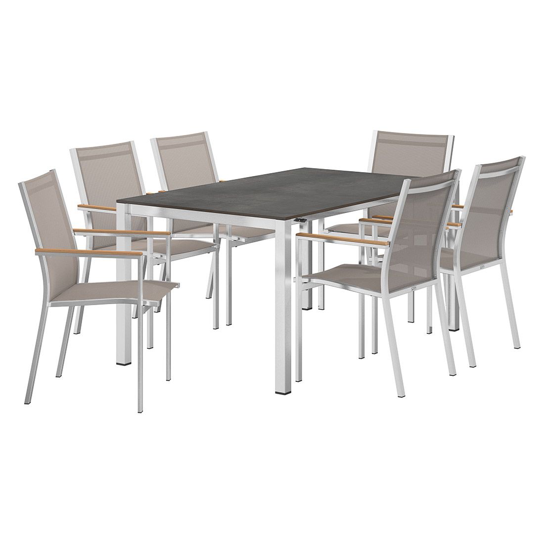 Stern Cardiff Gartenmöbel-Set 7-tlg. mit OUTLIV. Tisch 160/217/267x91cm