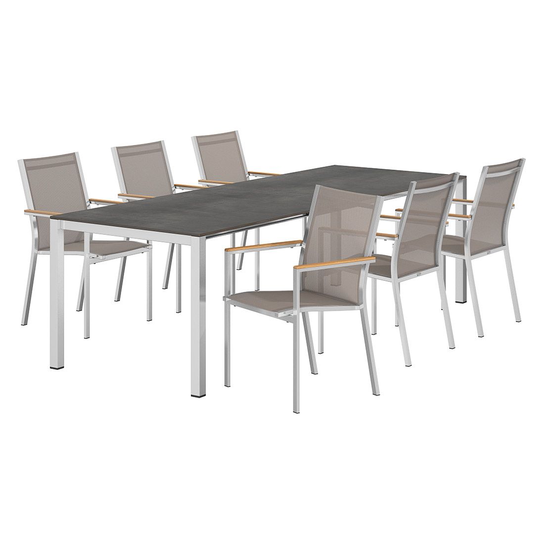 Stern Cardiff Gartenmöbel-Set 7-tlg. mit OUTLIV. Tisch 160/217/267x91cm