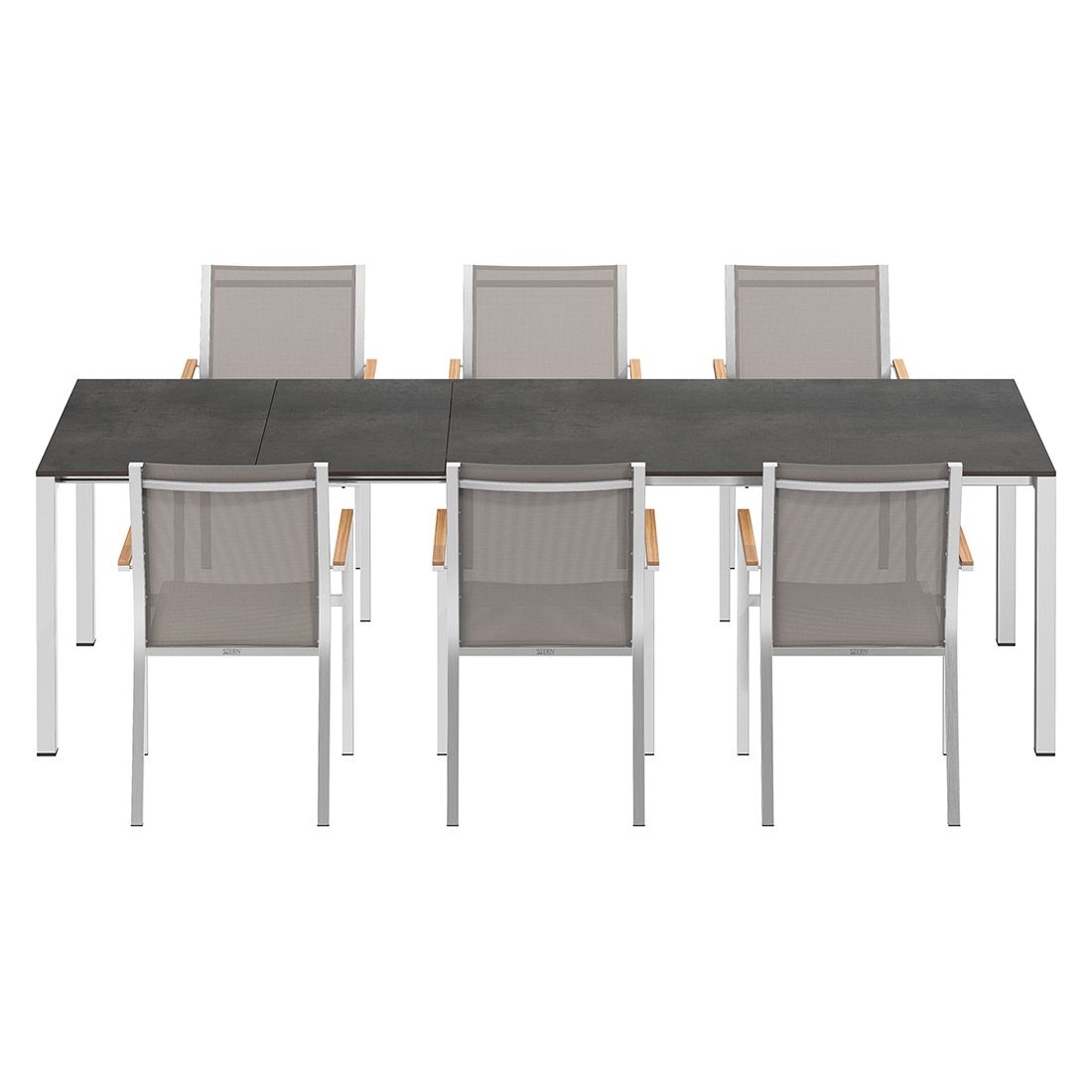 Stern Cardiff Gartenmöbel-Set 7-tlg. mit OUTLIV. Tisch 160/217/267x91cm