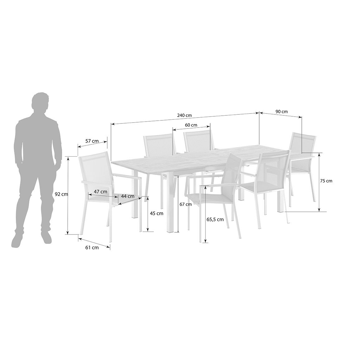 Stern Cardiff Gartenmöbel-Set L (6 Plätze) mit OUTLIV. Tisch 180/240x90cm