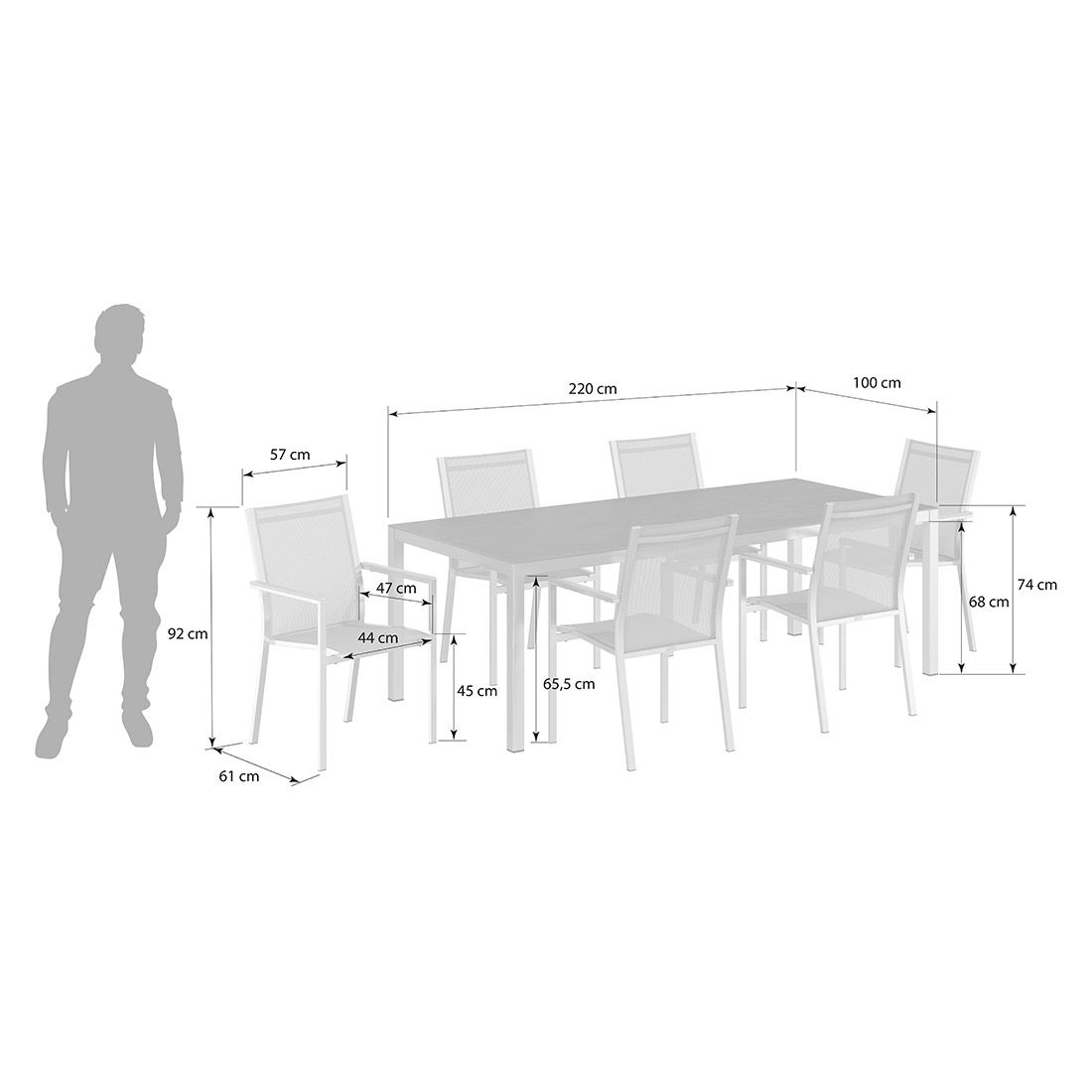 Stern Cardiff Gartenmöbel-Set 7-tlg. Tisch 220x100cm