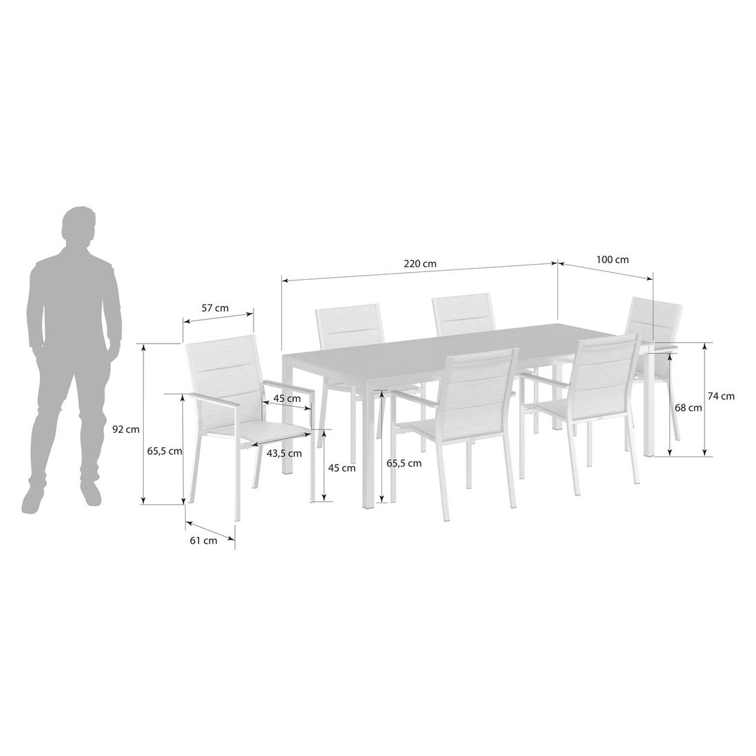 Stern Cardiff Gartenmöbel-Set L (6 Plätze) mit OUTLIV. Tisch 220x100cm