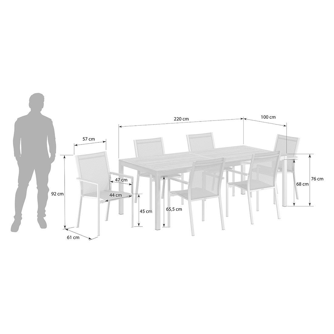 Stern Cardiff Gartenmöbel-Set 7-tlg. mit OUTLIV. Tisch 220x100cm