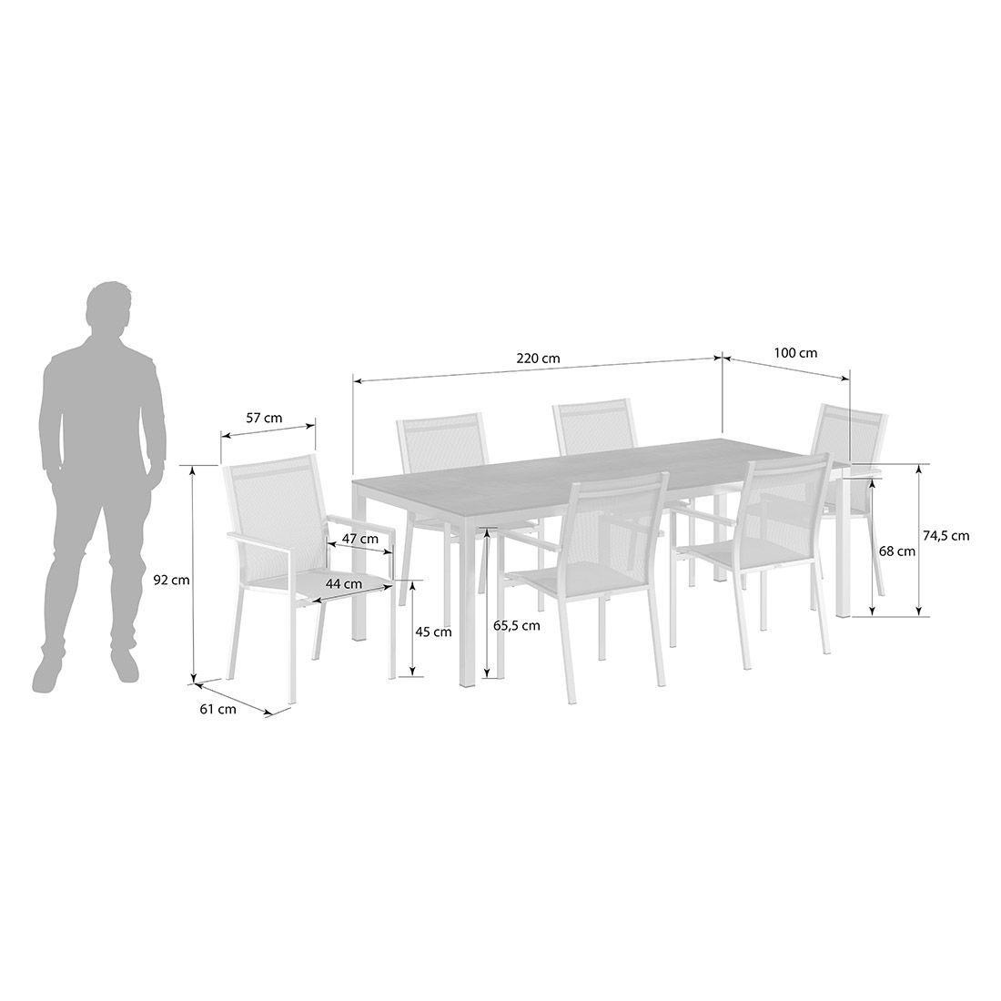 Stern Cardiff Gartenmöbel-Set L (6 Plätze) mit OUTLIV. Tisch 220x100cm