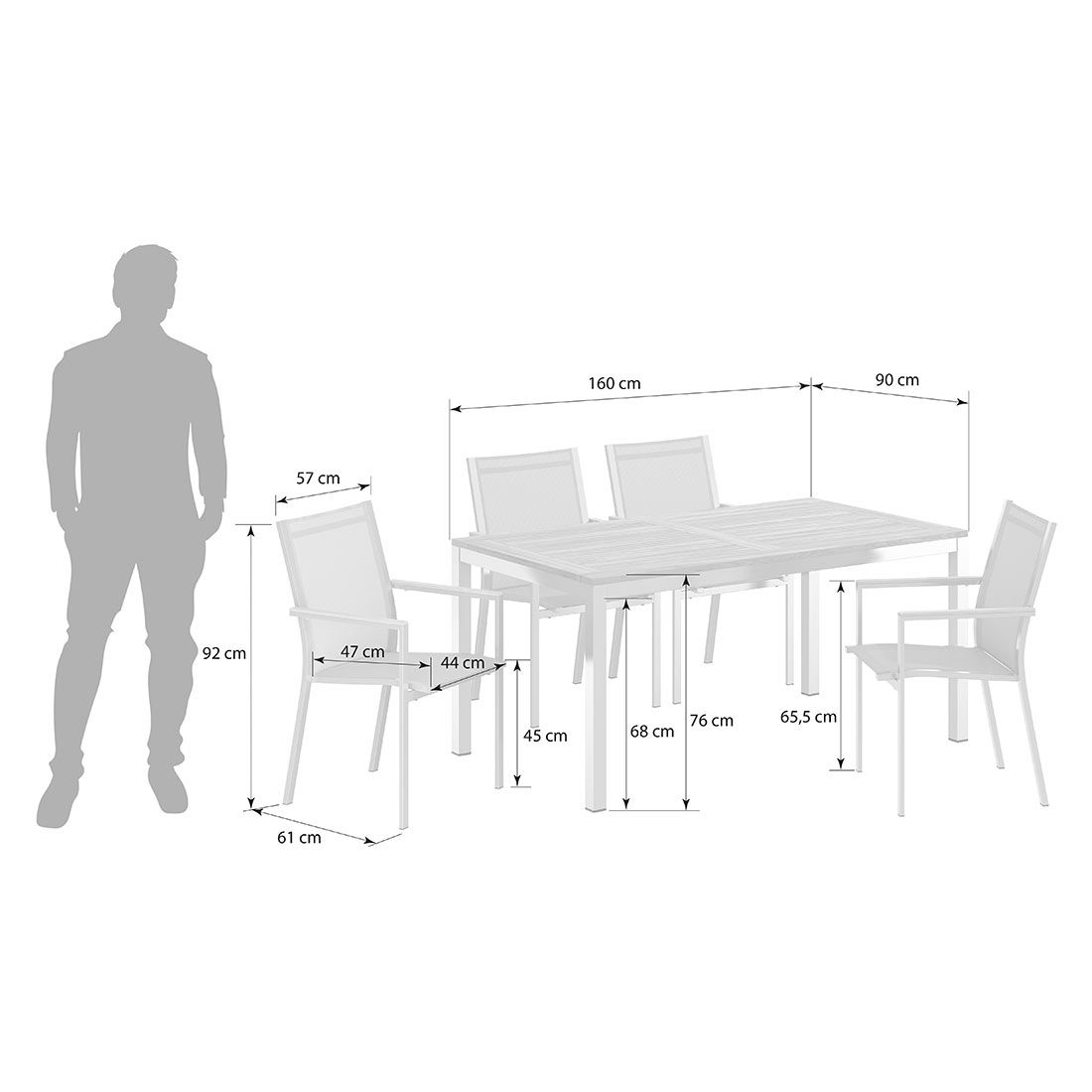 Stern Cardiff Gartenmöbel-Set M (4 Plätze) mit OUTLIV. Tisch 160x90cm