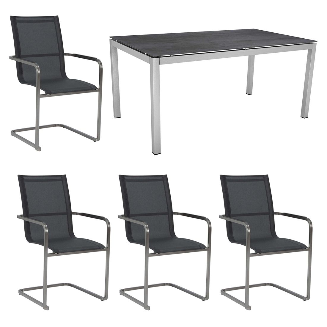 Stern Evoee Gartenmöbel-Set 5-tlg. Tisch 160x90cm