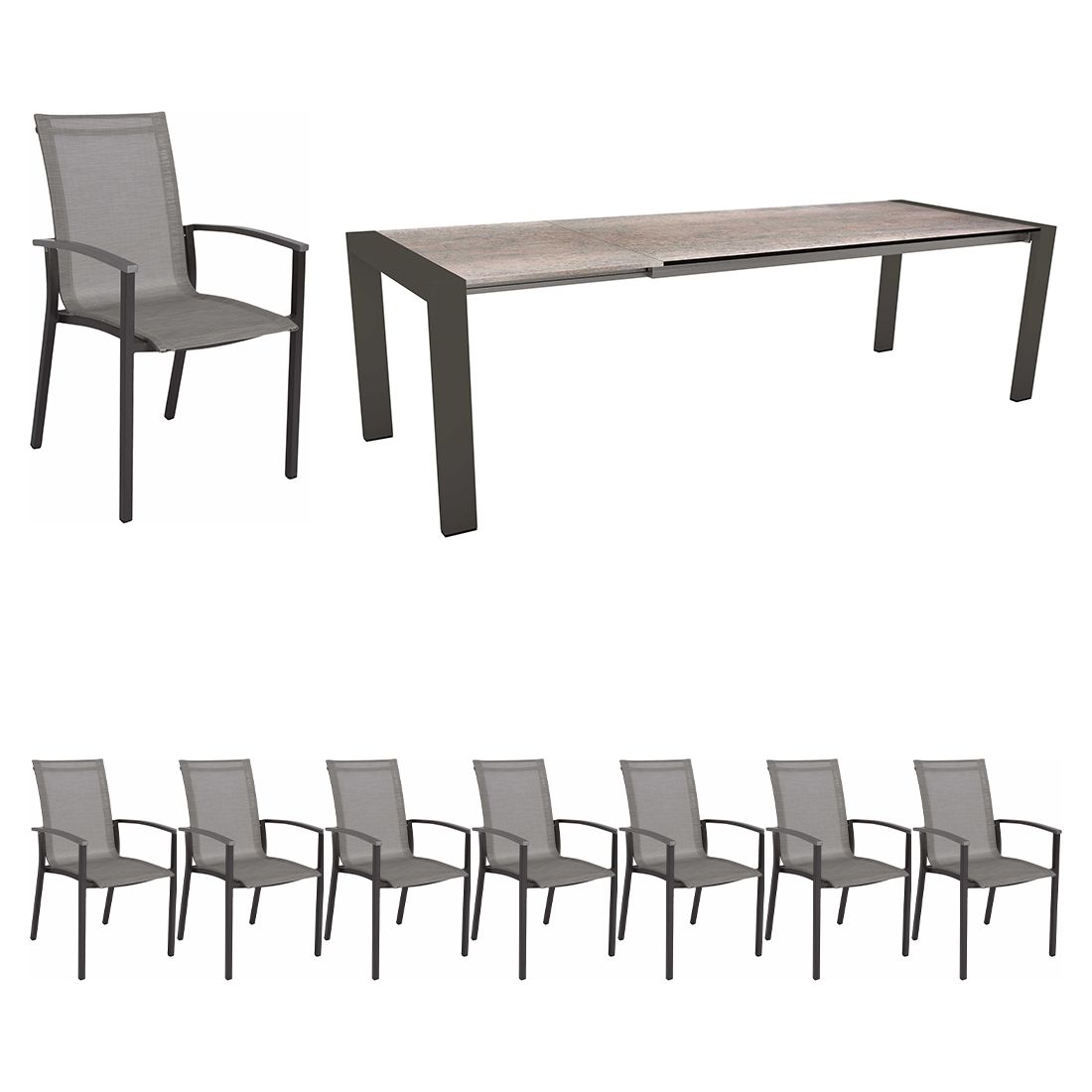 Stern Evoee Gartenmöbel-Set XL (8 Plätze) Tisch 200/260x90cm