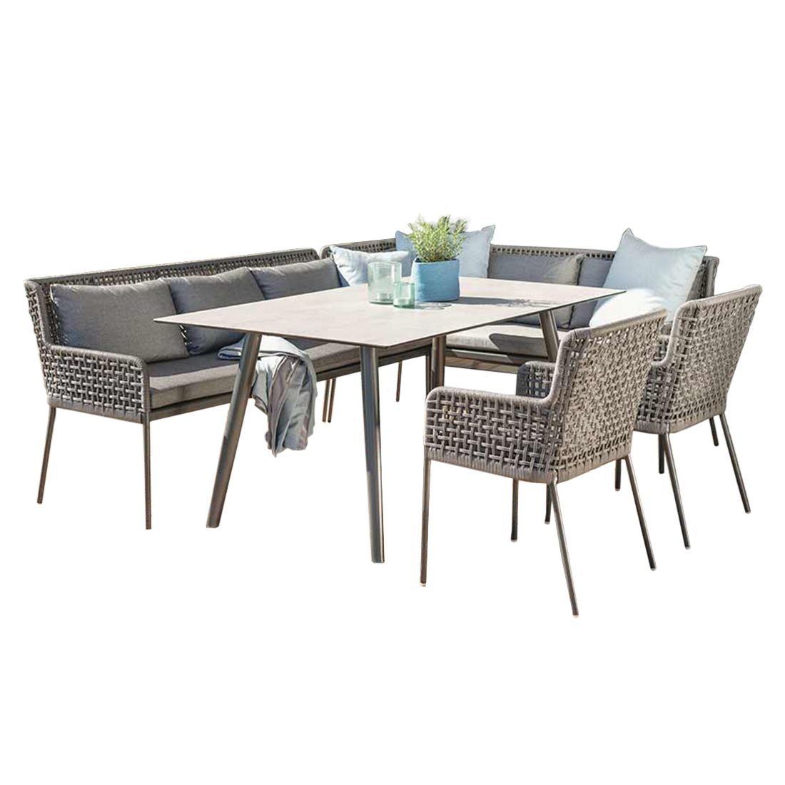 Stern Greta Dininglounge Aluminium/Polyacryl Anthrazit/Seidengrau