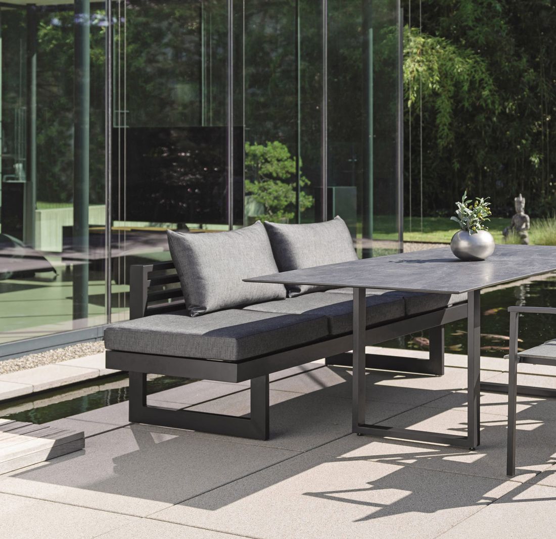 Stern New Holly Diningsofa Aluminium/Outdoorstoff