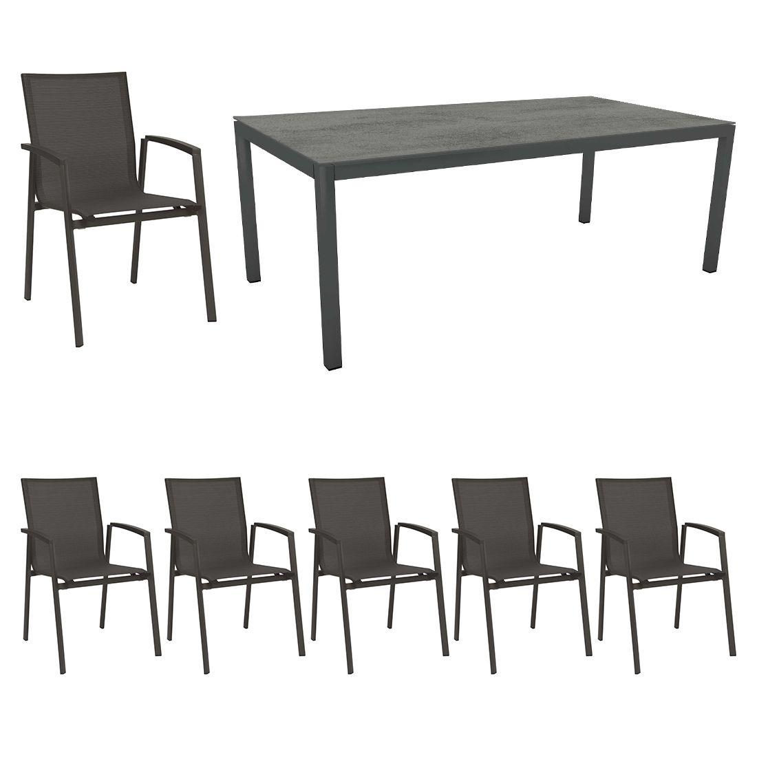 Stern New Top Gartenmöbel-Set L (6 Plätze) Tisch 200x100cm