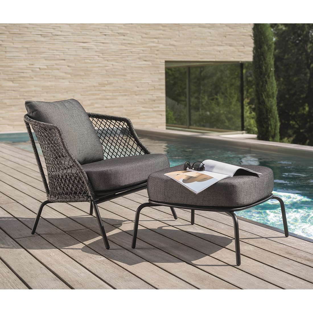 Stern Odea Loungesessel Aluminium/Kordel inkl. Kissen
