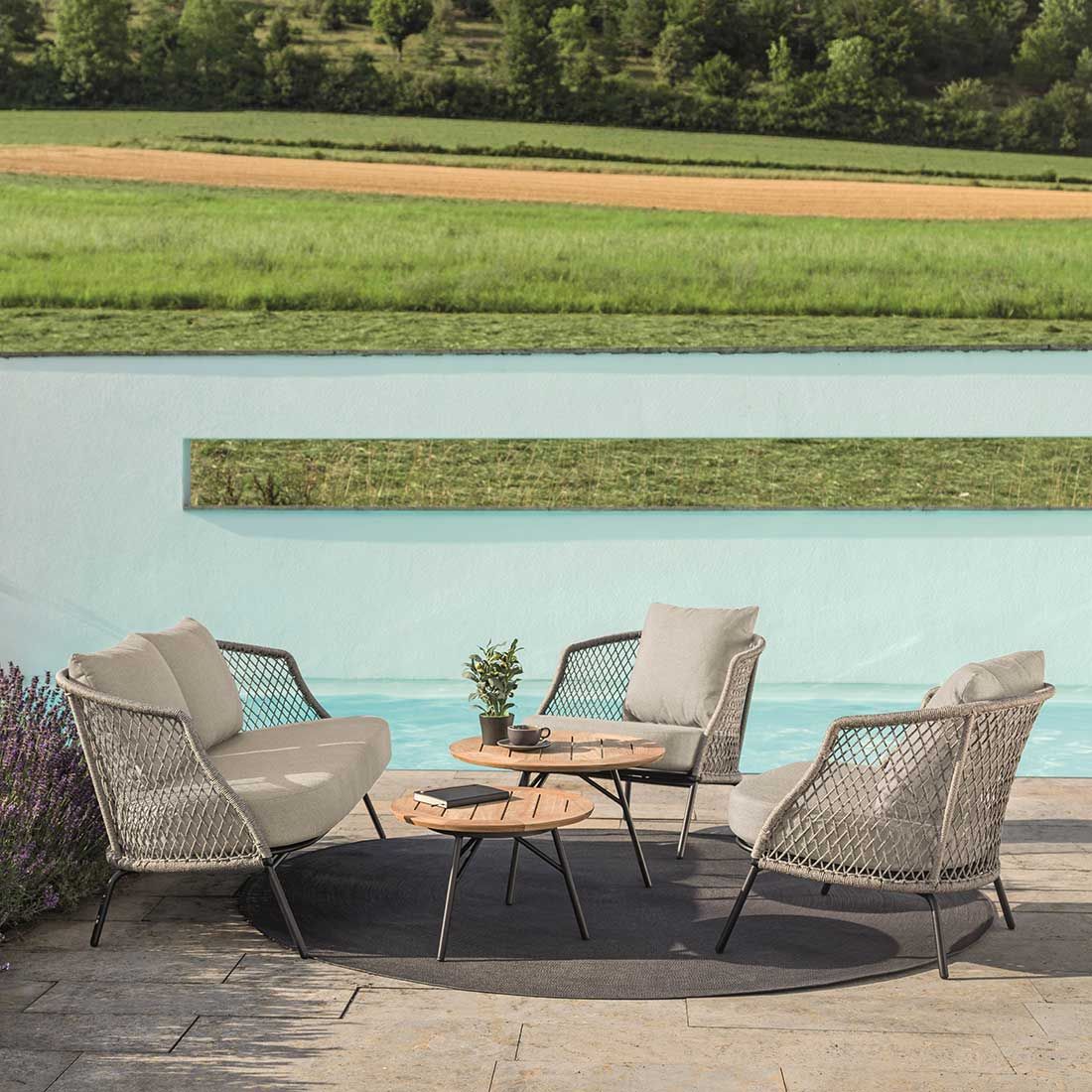 Stern Odea Loungesofa Aluminium/Kordel inkl. Kissen