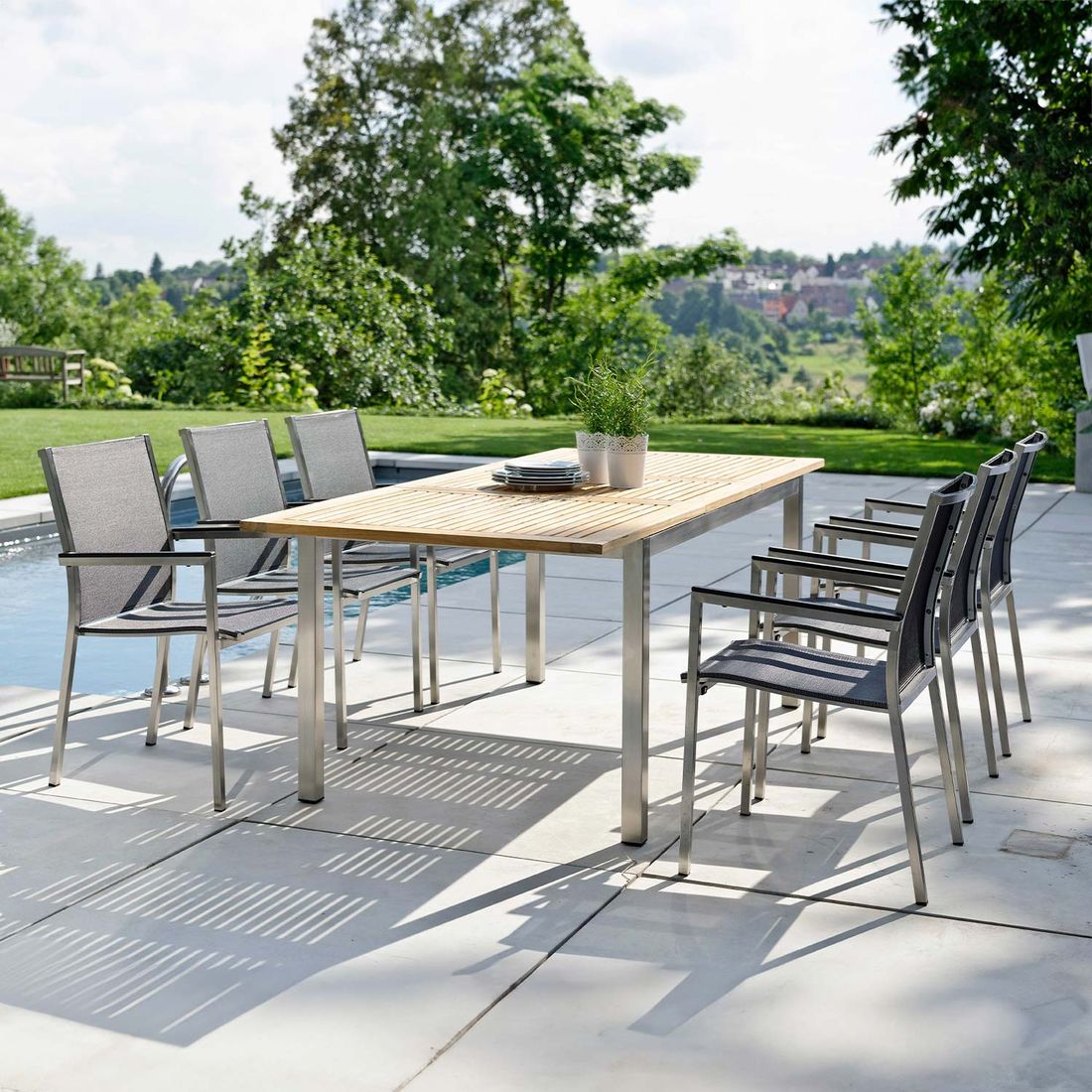 Stern Polaris Gartenmöbel-Set L (6 Plätze) Tisch 162/220x90cm