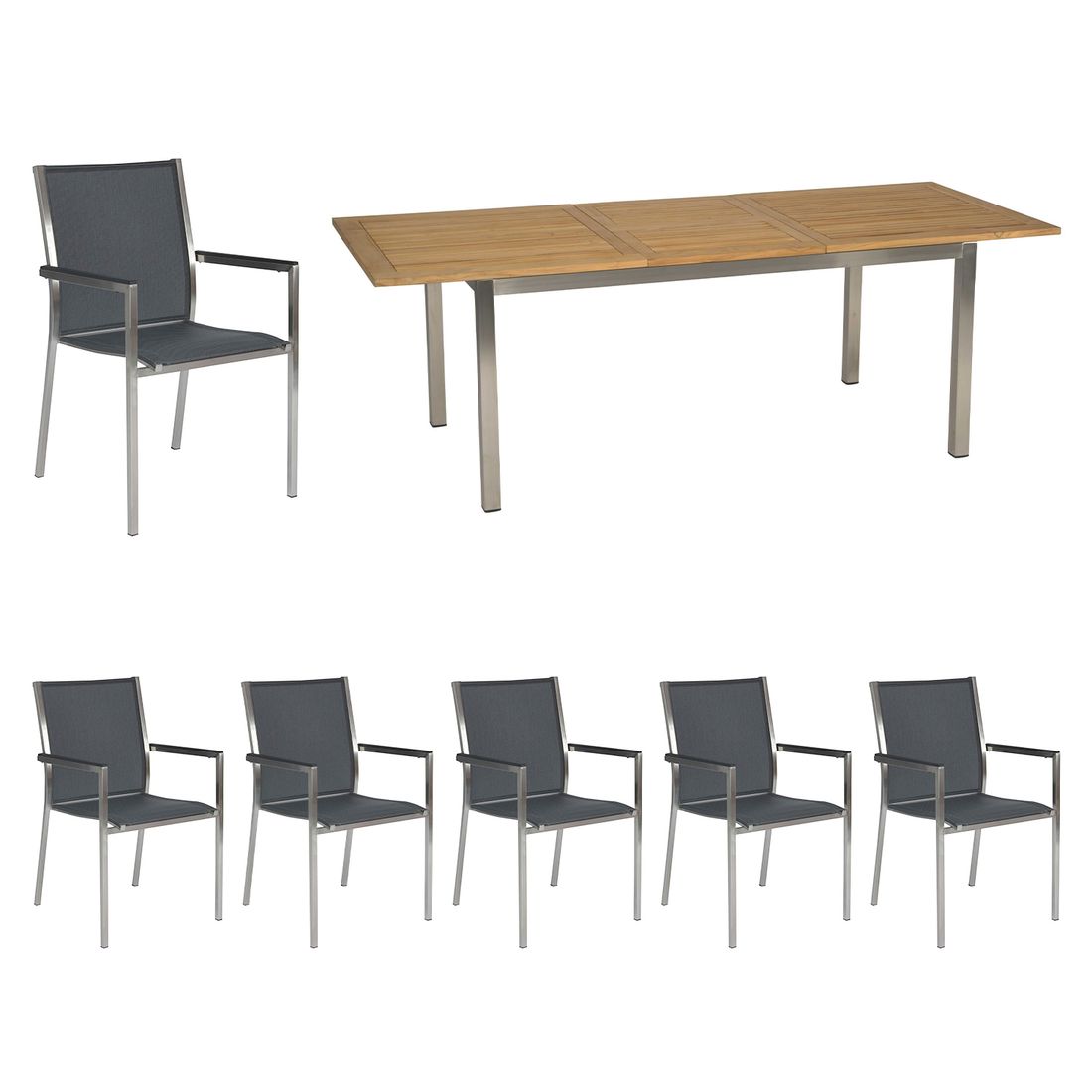Stern Polaris Gartenmöbel-Set L (6 Plätze) Tisch 162/220x90cm