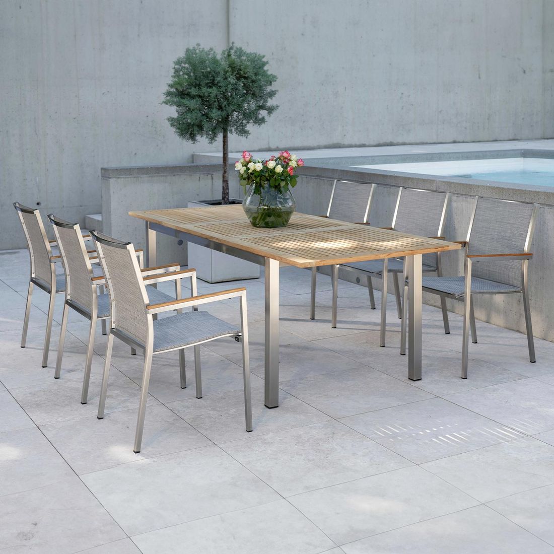 Stern Polaris Gartenmöbel-Set L (6 Plätze) Tisch 162/220x90cm