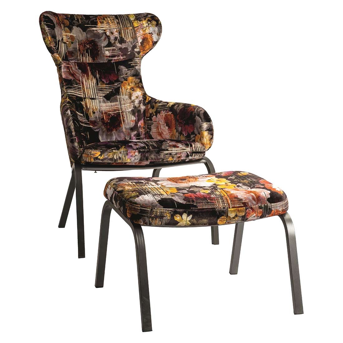 Stern Stan Flower Loungesessel inkl. Hocker Aluminium/Stoff