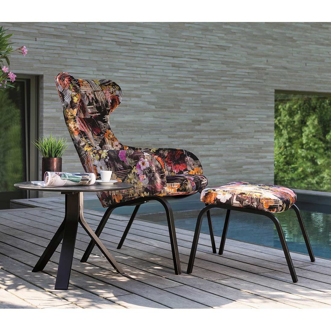 Stern Stan Flower Loungesessel inkl. Hocker Aluminium/Stoff