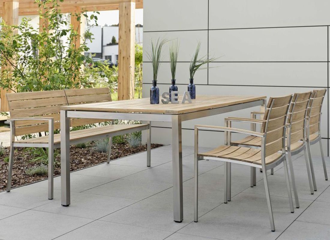 Stern Gartentisch-Platte 200x100cm Teak