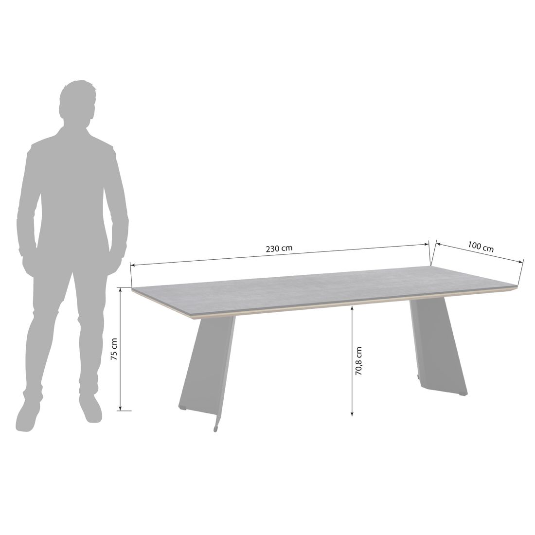 Zebra Ajax Gartentisch 230x100cm Stahl/Teak/HPL