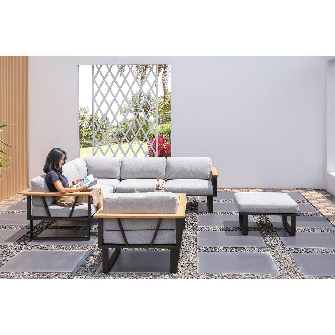 Zebra Belvedere Ecklounge 5-tlg. Edelstahl/Olefin
