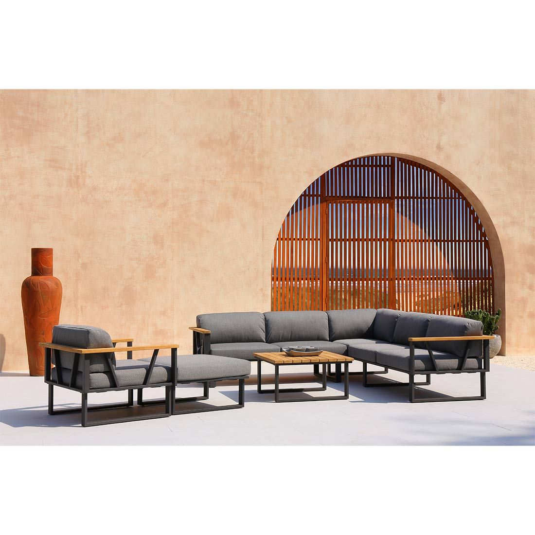 Zebra Belvedere Ecklounge 5-tlg. Edelstahl/Tuvatextil