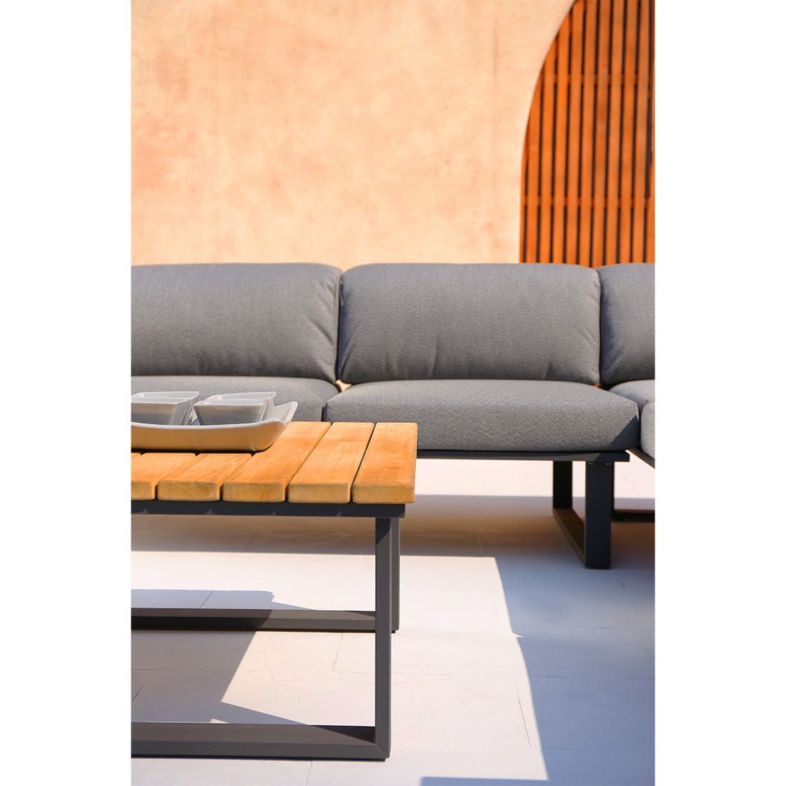 Zebra Belvedere Ecklounge 5-tlg. Edelstahl/Tuvatextil