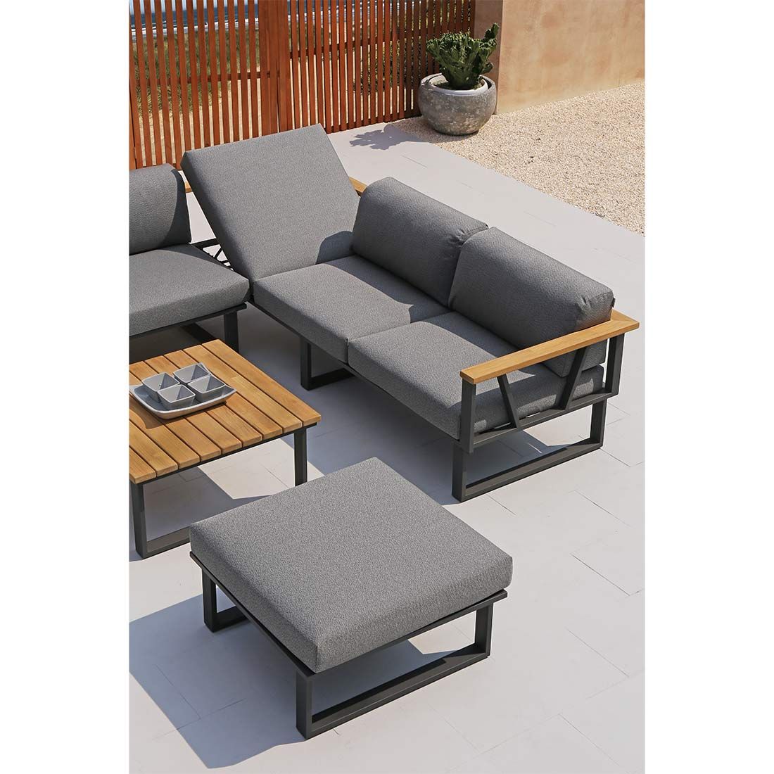 Zebra Belvedere Ecklounge 5-tlg. Edelstahl/Tuvatextil