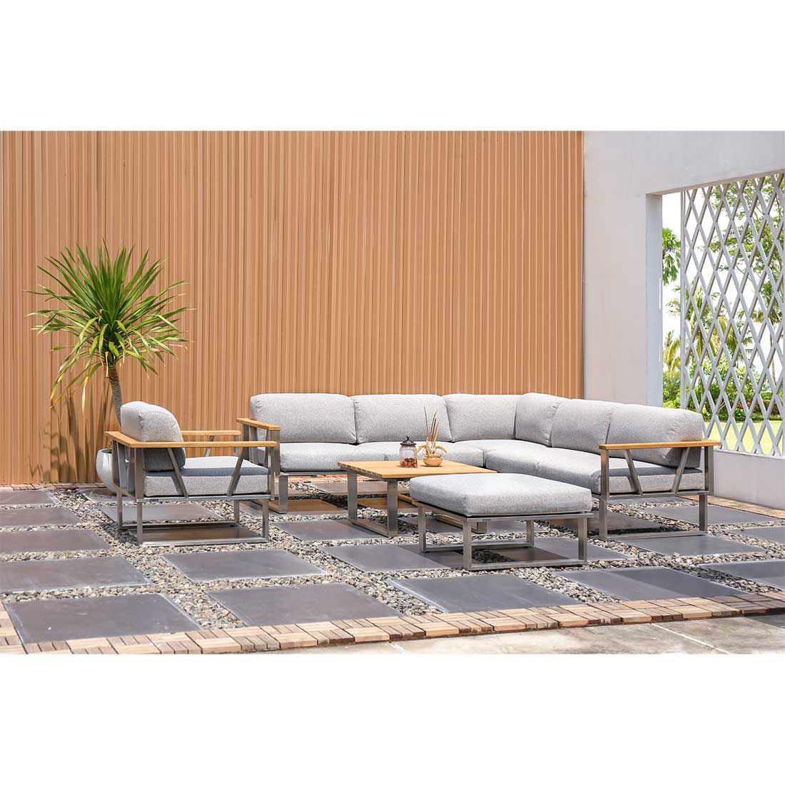 Zebra Belvedere Loungetisch 76x76cm Edelstahl/Teak