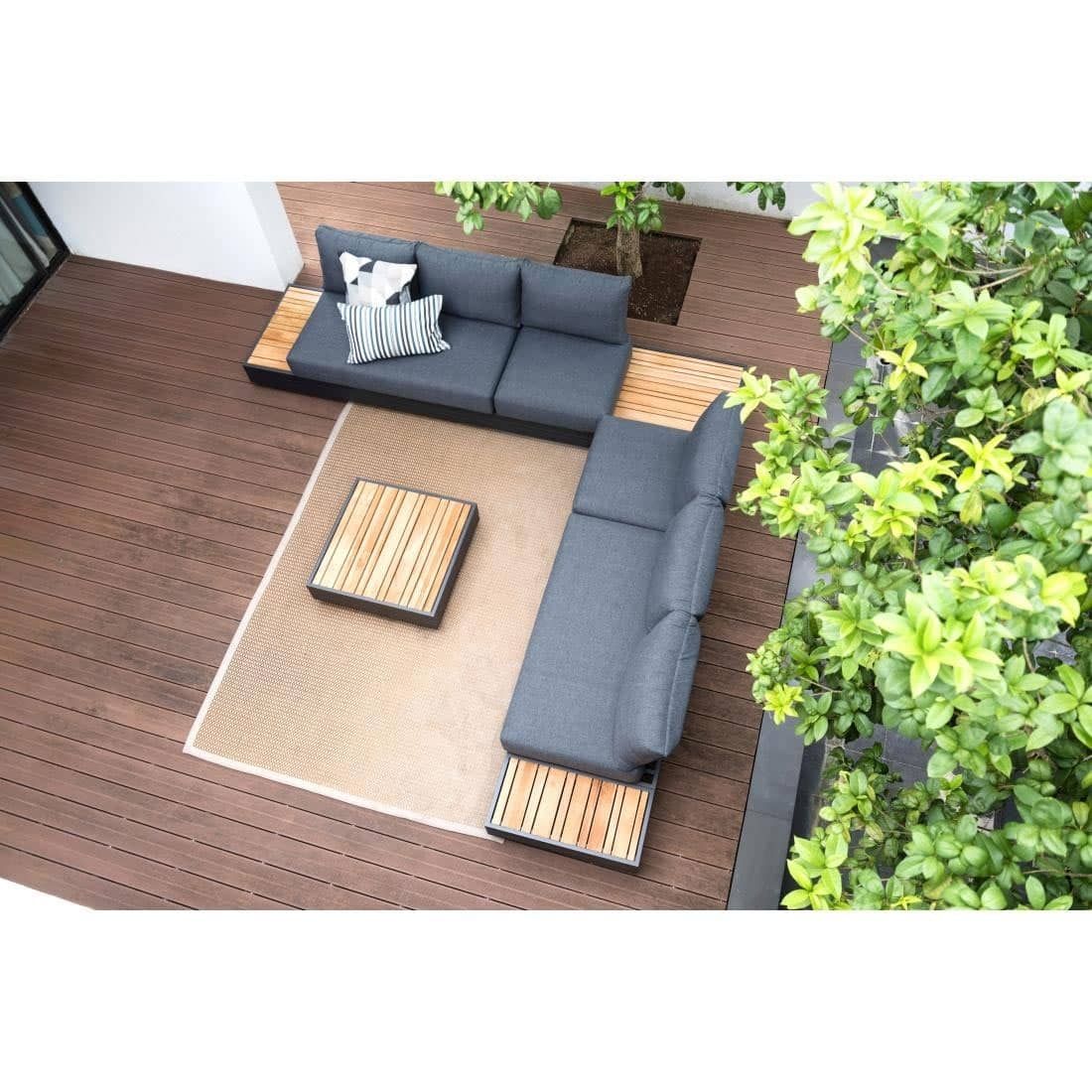 Zebra Cubo Loungetisch 74x74x22,5cm Aluminium/Teak