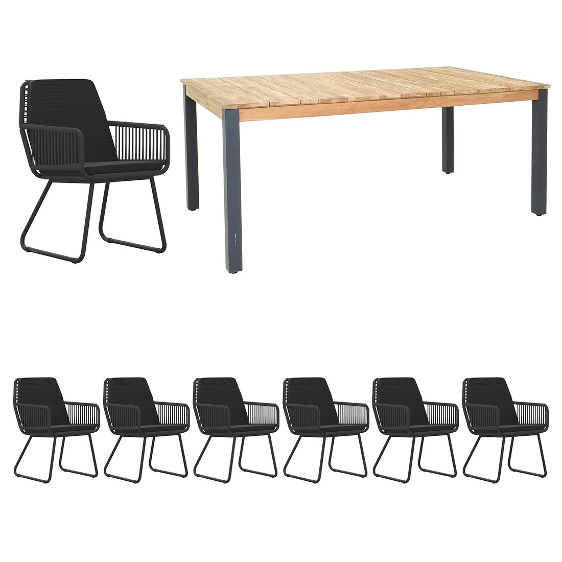 Zebra Flix Gartenmöbel-Set L (7 Plätze) Tisch 180x100cm
