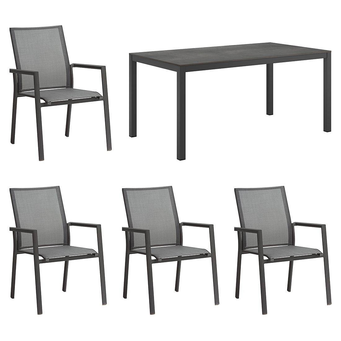 Zebra Fly Gartenmöbelset 5-tlg. mit Tisch 160x90 cm
