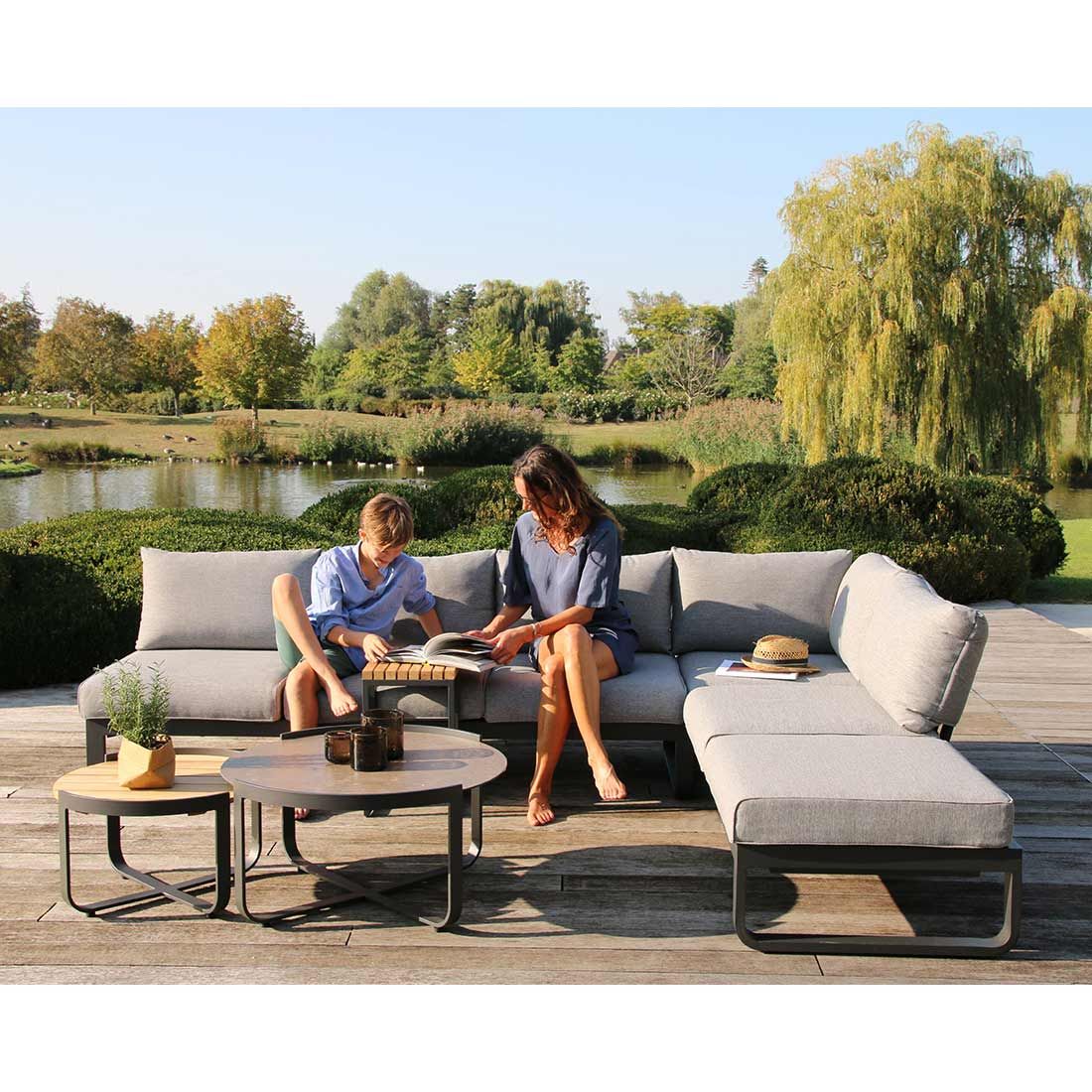 Zebra Fly Ecklounge Aluminium/Teak/Olefin
