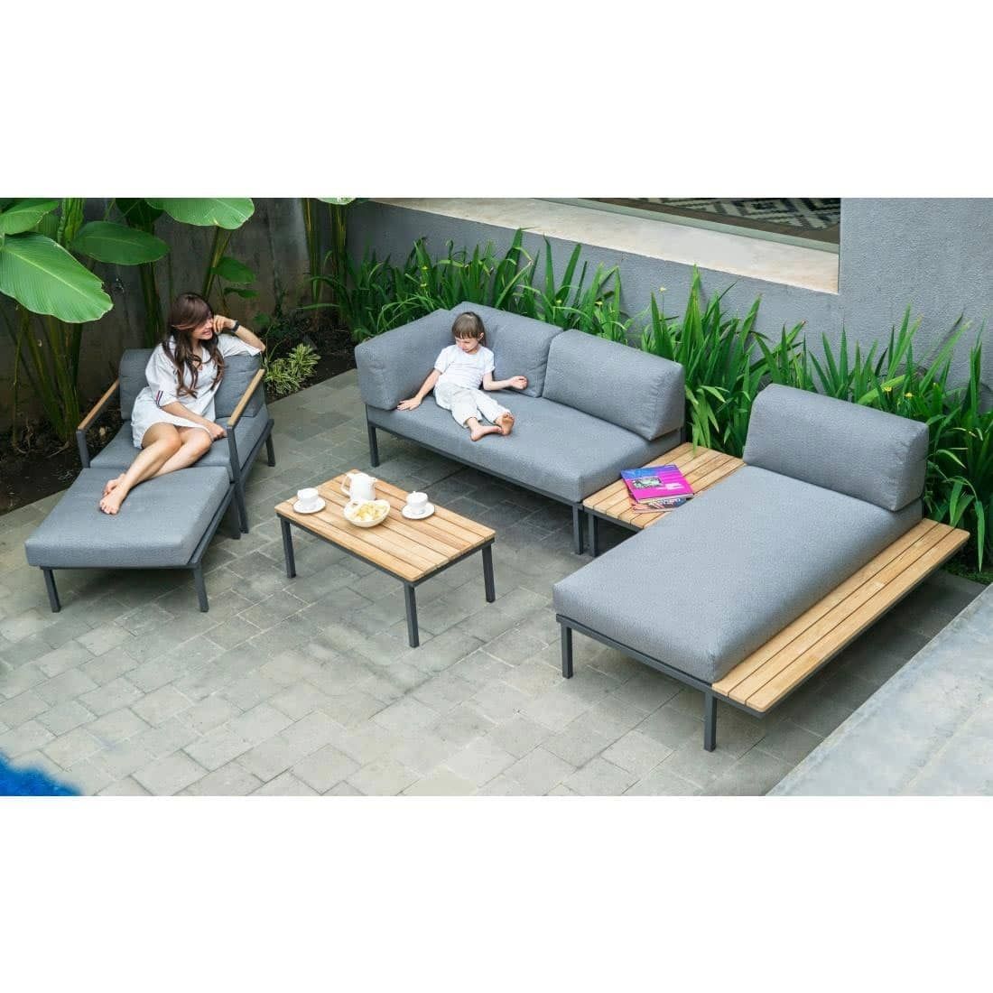 Zebra Hudson Loungetisch 77,5x48,5x30cm Edelstahl/Teak