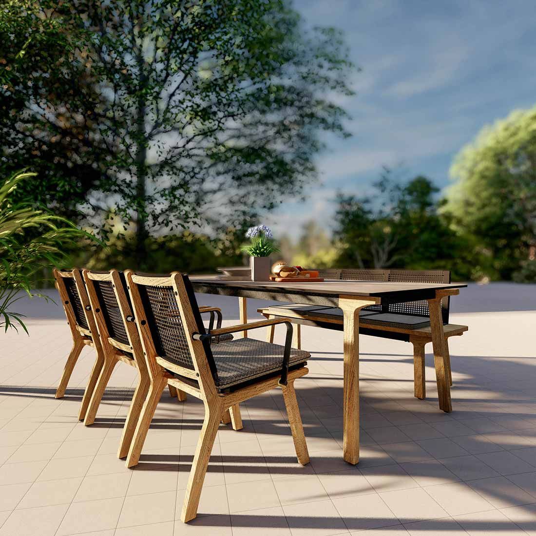 Zebra Lenyx Gartenmöbelset 5-tlg. mit Gartentisch 220x95cm