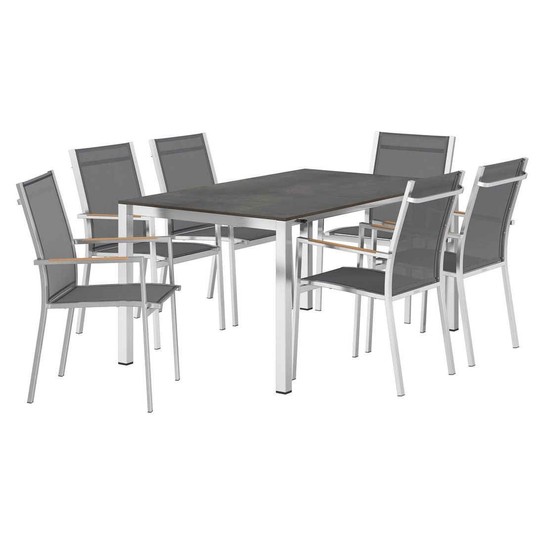 Zebra One Gartenmöbel-Set 7-tlg. Tisch 160/217/267x91cm