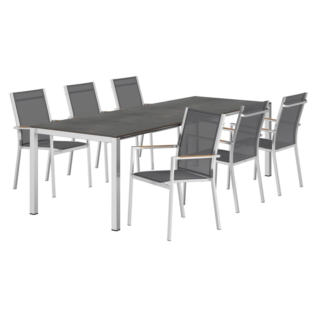 Zebra One Gartenmöbel-Set 7-tlg. Tisch 160/217/267x91cm