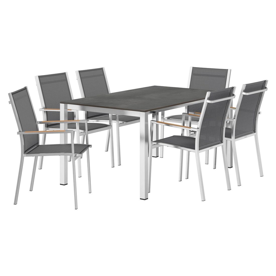 Zebra One Gartenmöbel-Set 7-tlg. Tisch 160/217/267x92cm
