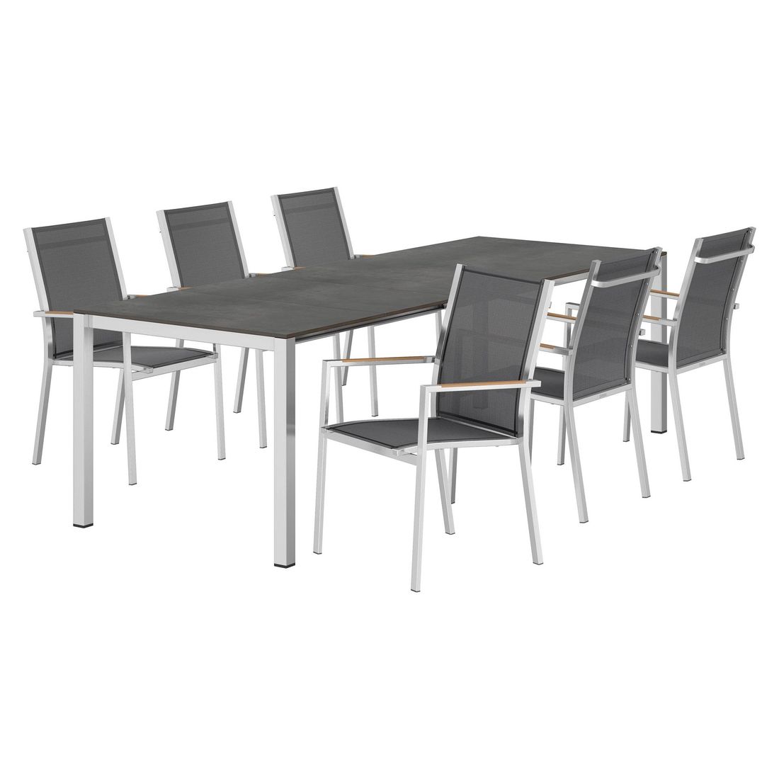 Zebra One Gartenmöbel-Set 7-tlg. Tisch 160/217/267x92cm