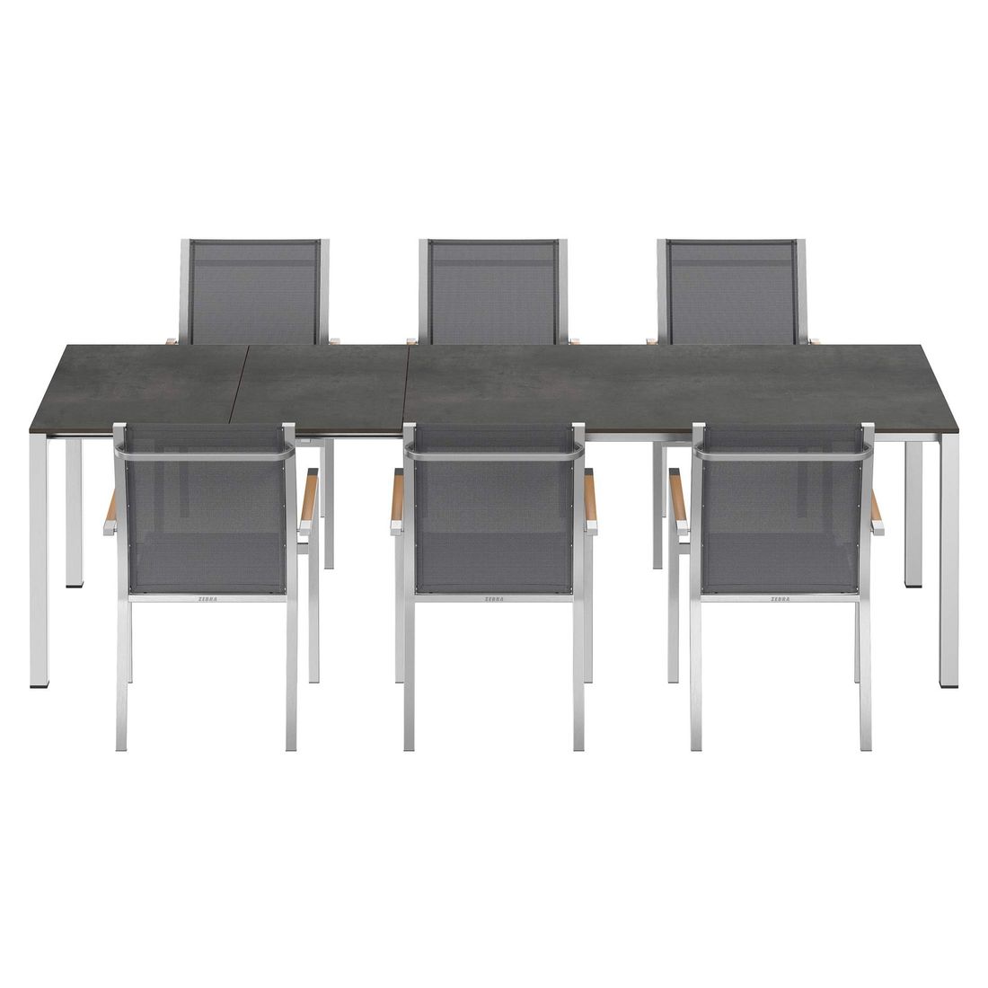 Zebra One Gartenmöbel-Set 7-tlg. Tisch 160/217/267x92cm
