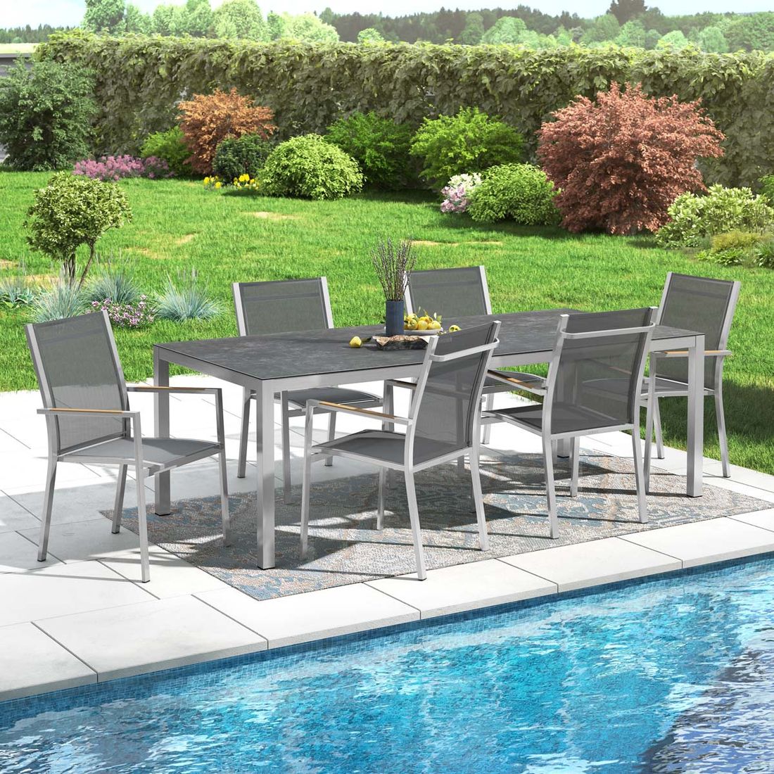 Zebra One Gartenmöbel-Set L (6 Plätze) mit OUTLIV. Tisch 220x100cm
