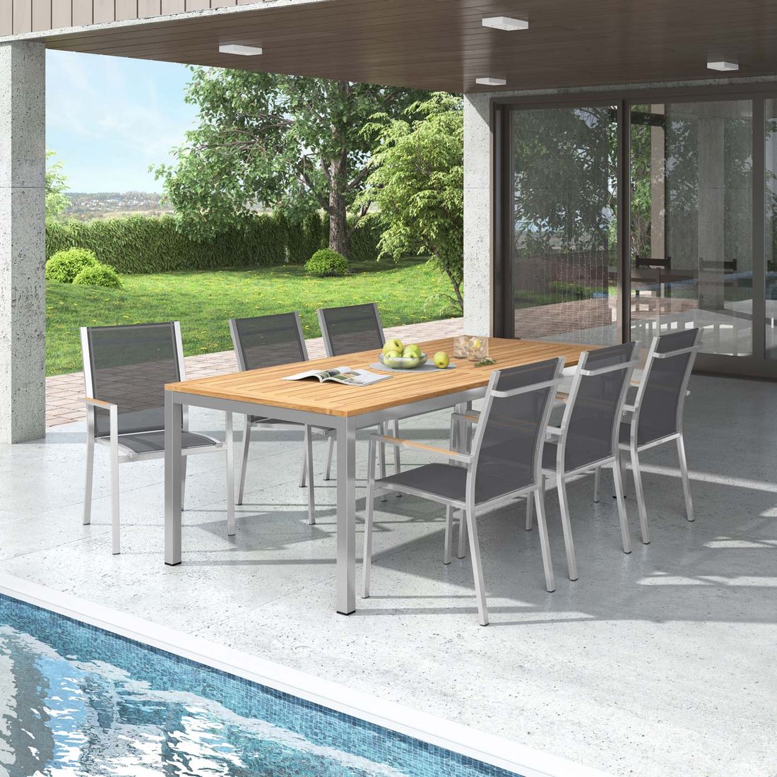 Zebra One Gartenmöbel-Set 7-tlg. Tisch 220x100cm