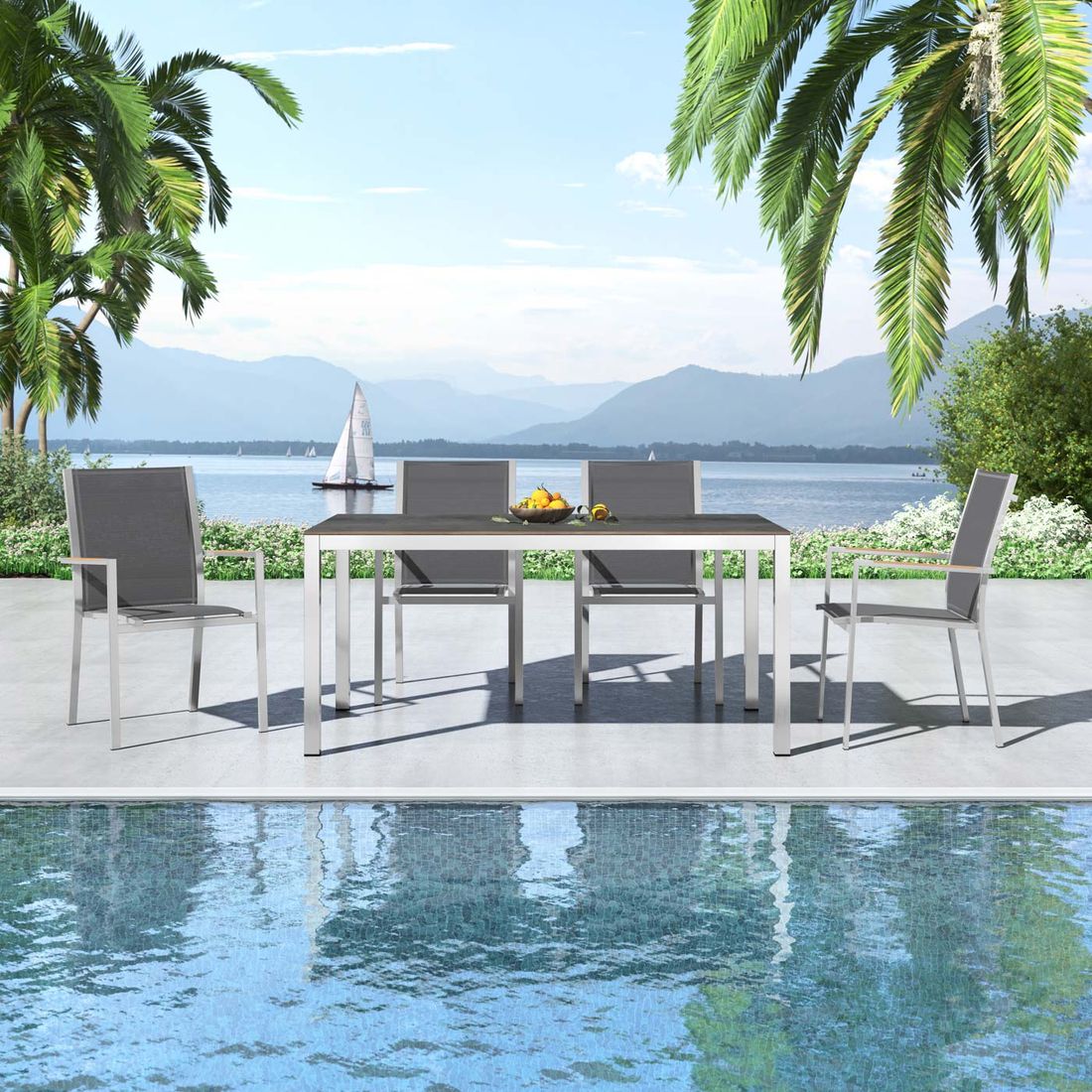 Zebra One Gartenmöbel-Set M (4 Plätze) mit OUTLIV. Tisch 160x90cm