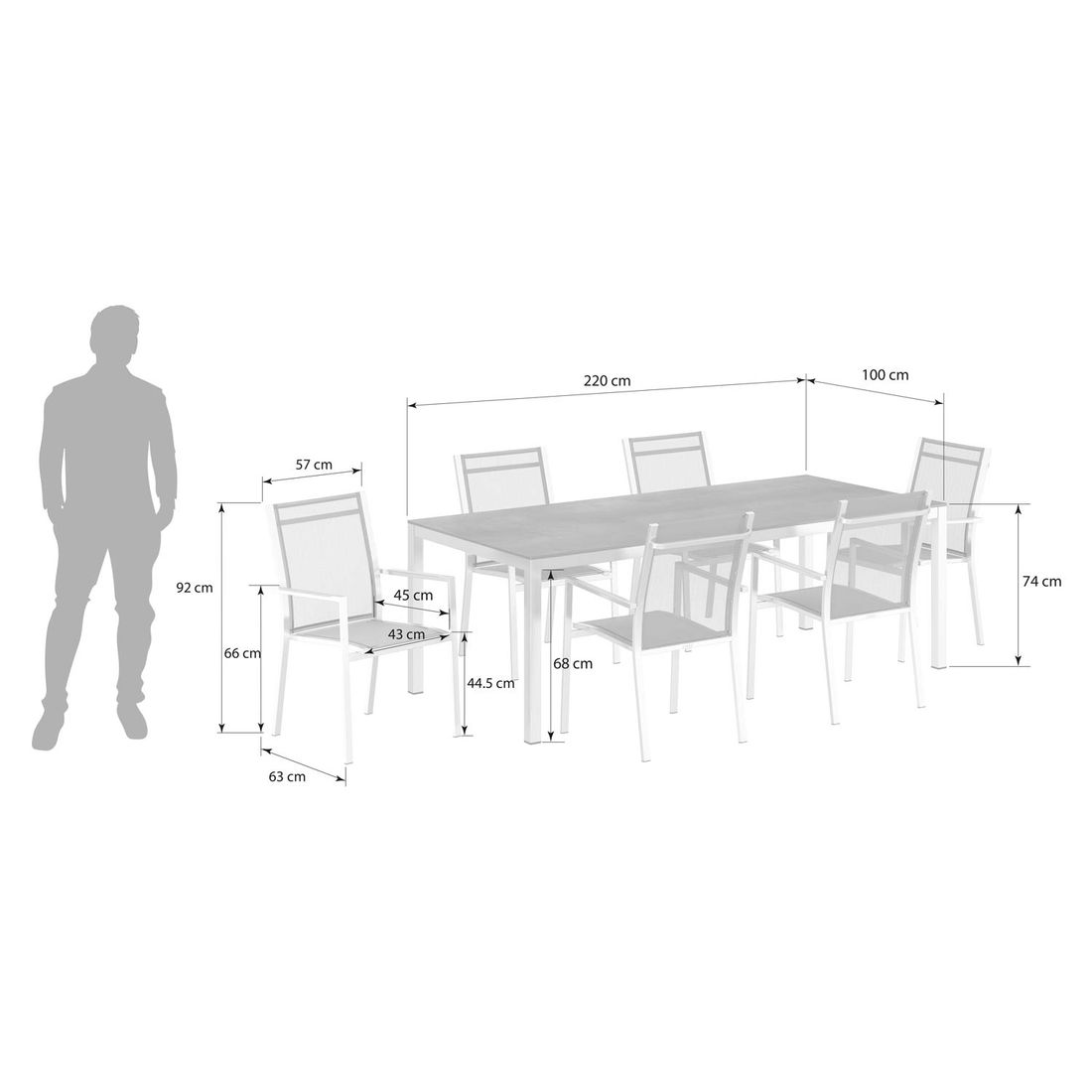 Zebra One Gartenmöbel-Set L (6 Plätze) mit OUTLIV. Tisch 220x100cm